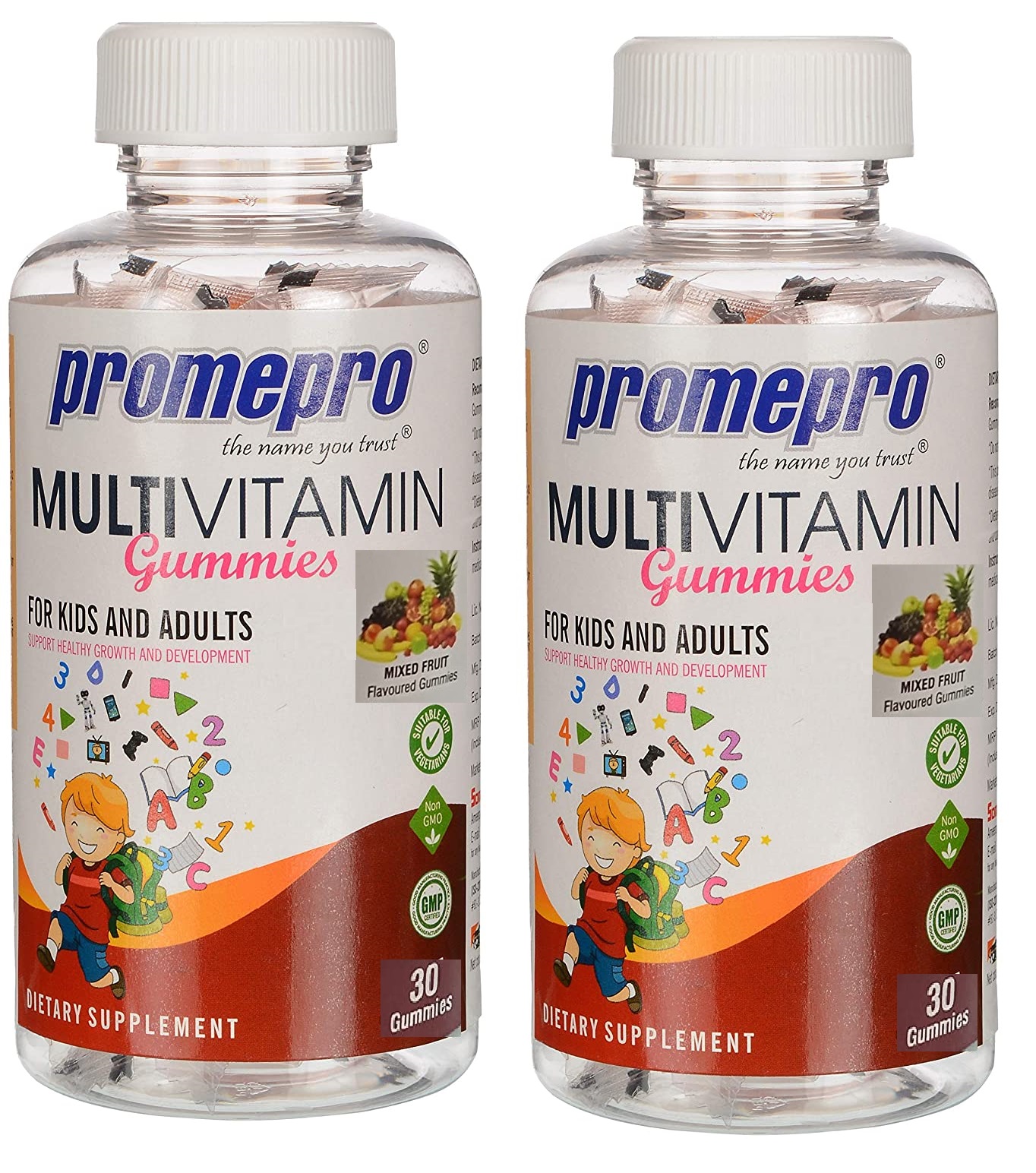 promepro multivitamin gummies - mixed fruit flavour, 30Gummies Pack Of 2