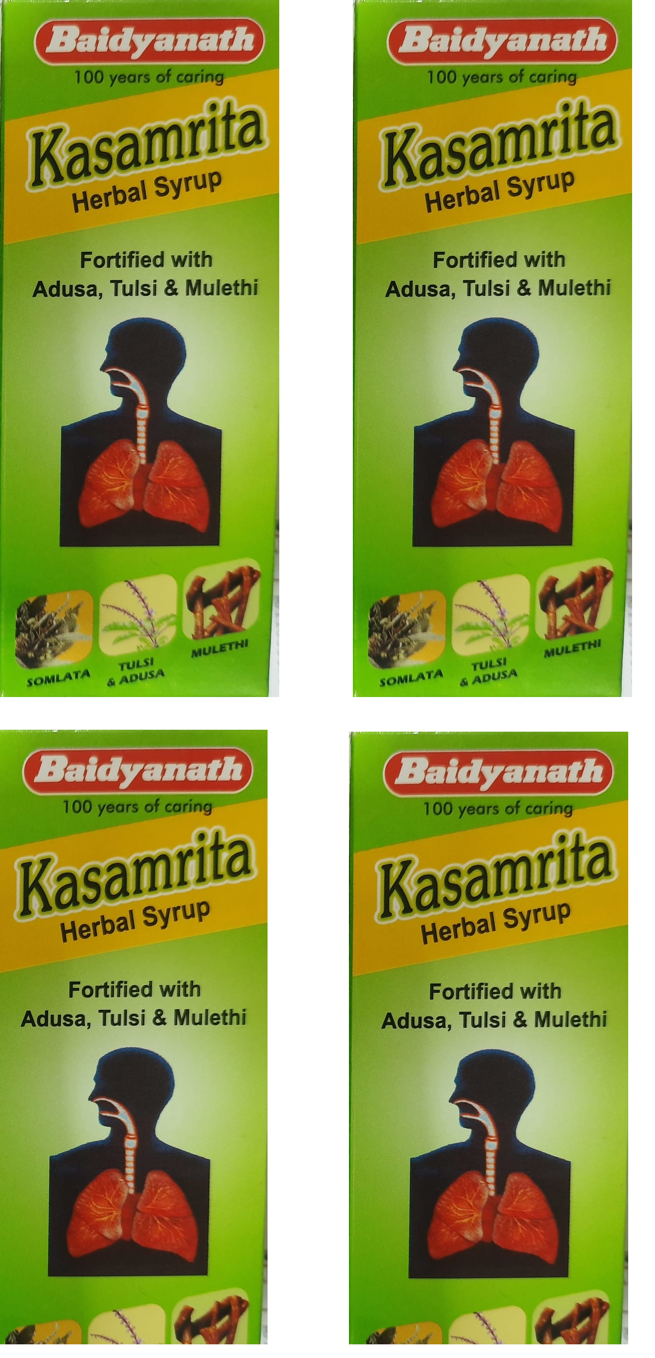 Baidyanath Kasamrit  Herbal Syrup(Kaaswin Syrup) Herbal Cough Expectorant 100 ml Pack Of 4