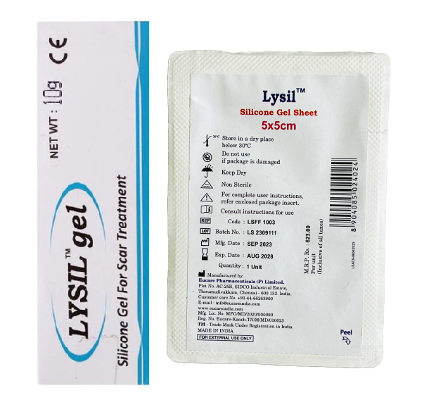 Lysil Silicone Gel - 10gm With Silicone Gel Sheet 5x5cm Combo