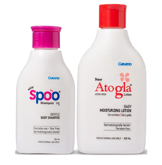 Spoo Gentle Baby Shampoo - 125ml With Atogla Baby Lotion  - 200ml Combo 