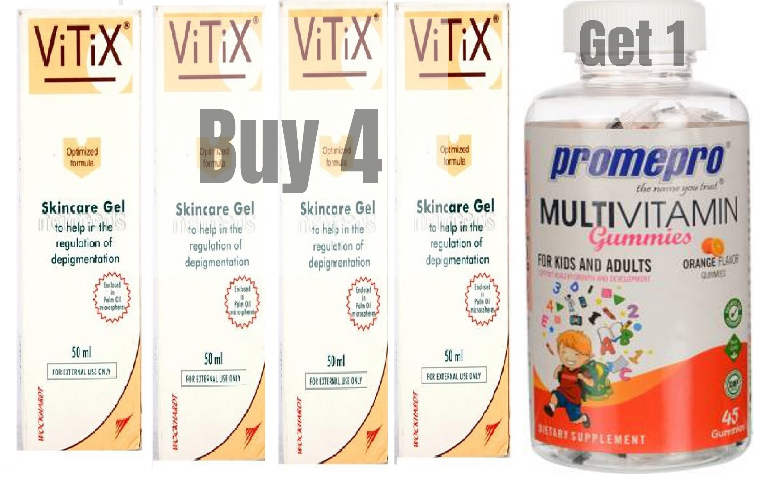 Vitix SkinCare Gel 50 ml Buy 4 Get 1 Promepro 30 Gummies Orange 