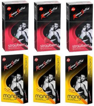 KAMASUTRA STRWBERRY AND MANGO FLAVOURED  CONDOMS (6 PACK 60 CONDOMS )