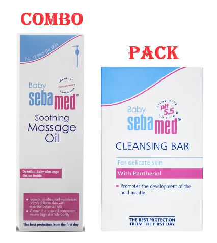 Sebamed Baby Massage Oil 150ml With Baby Cleansing Bar 150gm Combo