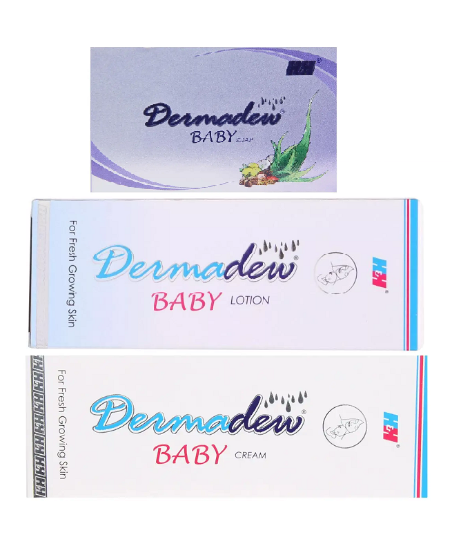 Dermadew Baby Cream 80gm - Baby Lotion 80ml - Baby Soap 75gm Combo