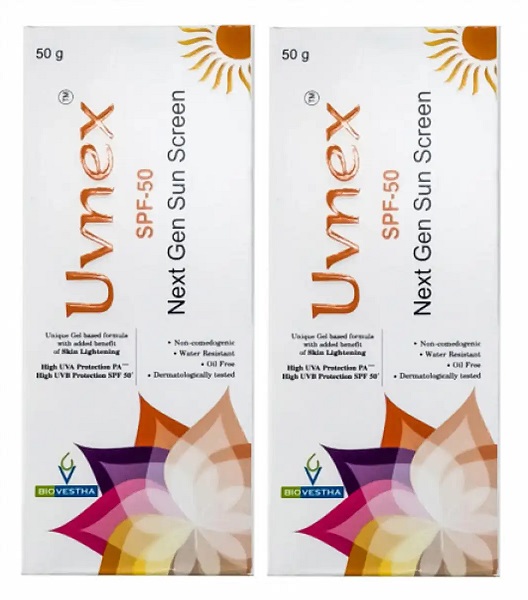 Uvnex Sunscreen SPF 50 Gel  50gm Pack Of 2