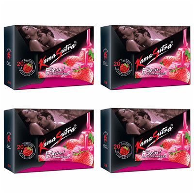 Kamasutra Excite 20 dotted Condoms Strawberry combo pack of