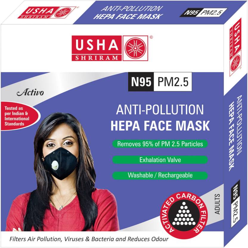 Purito N95 PM2.5 HEPA Anti Pollution Face Mask - USHA SHRIRAM - Pack of 2
