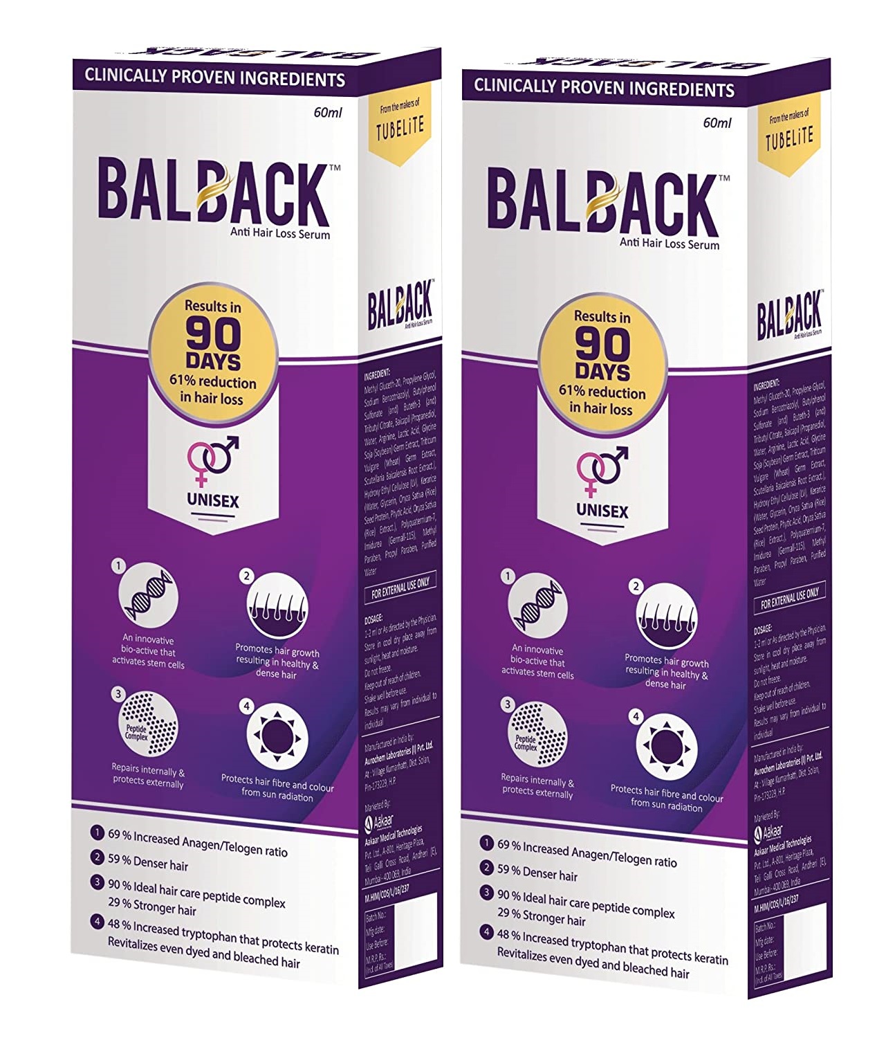 BALBACK Hair Growth And Revitalizing Serum 60ML Pack of 2