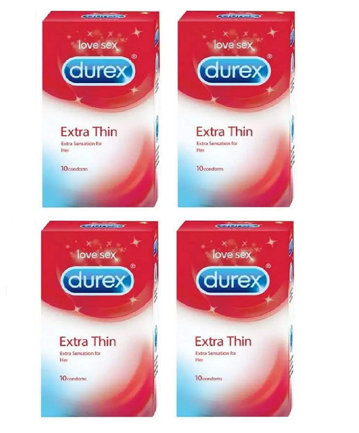 Extra Thin Condoms  Extra Stimulation For Her  Love Sex Pack Of 4
