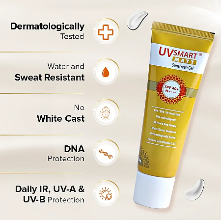 UV smart matt sunscreen gel SPF 40+  PA 50G