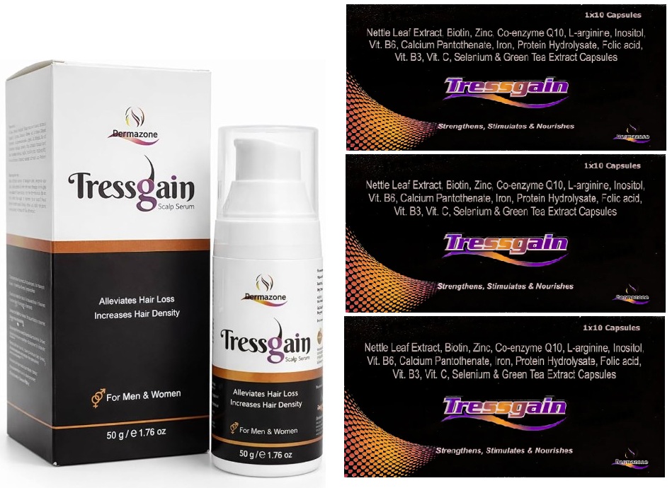 TRESSGAIN Combo serum (50GM) and capsules 3strips 
