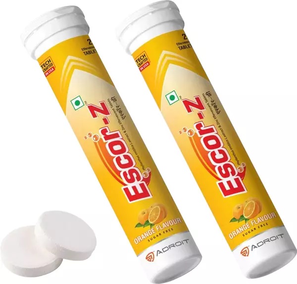 Escor Z Effervescent Sugar Free Orange Tablet 20's Pack Of 2