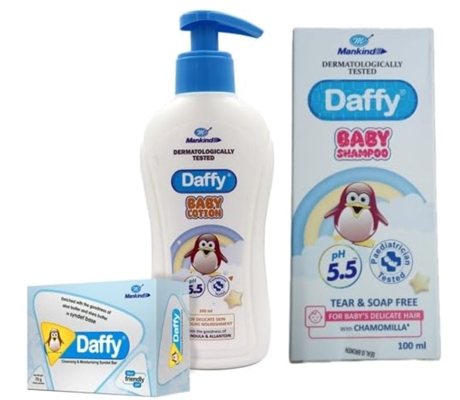 Daffy Bathing Bar 75 gm , Daffy Baby Lotion 200 ml & Daffy Baby Shampoo - 100 ml (COMBO)